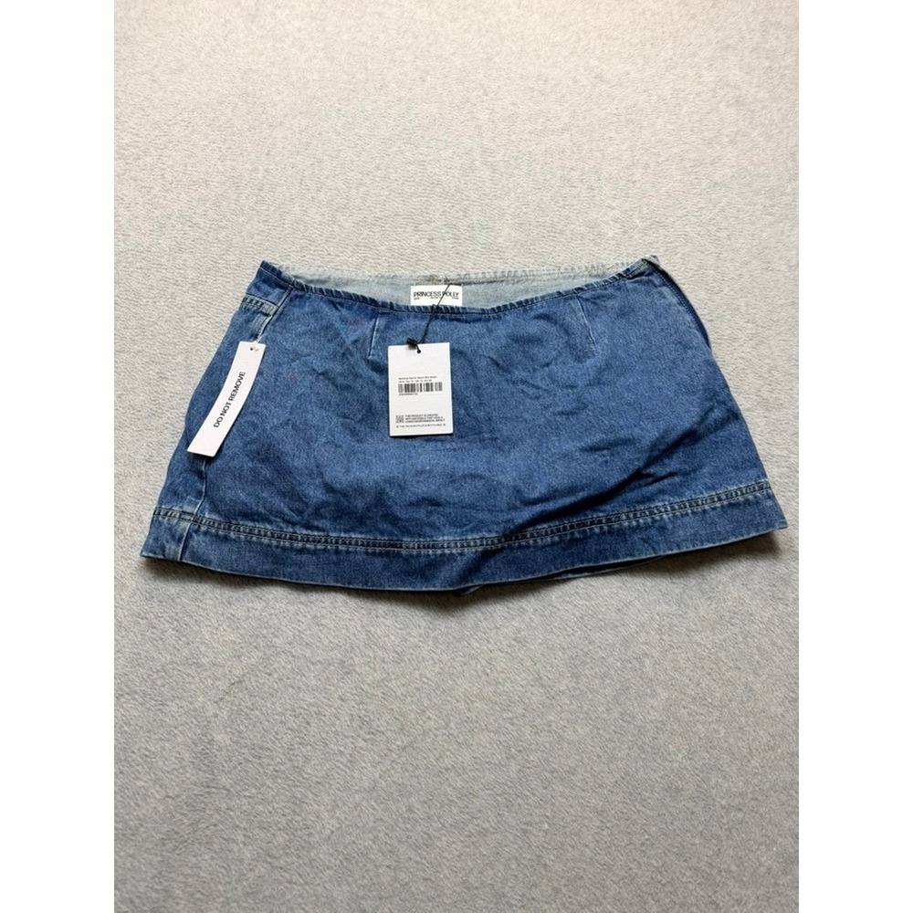 Princess Polly Blue Denim Mini Skirt US 8 Low Rise Casual Short Skirt
